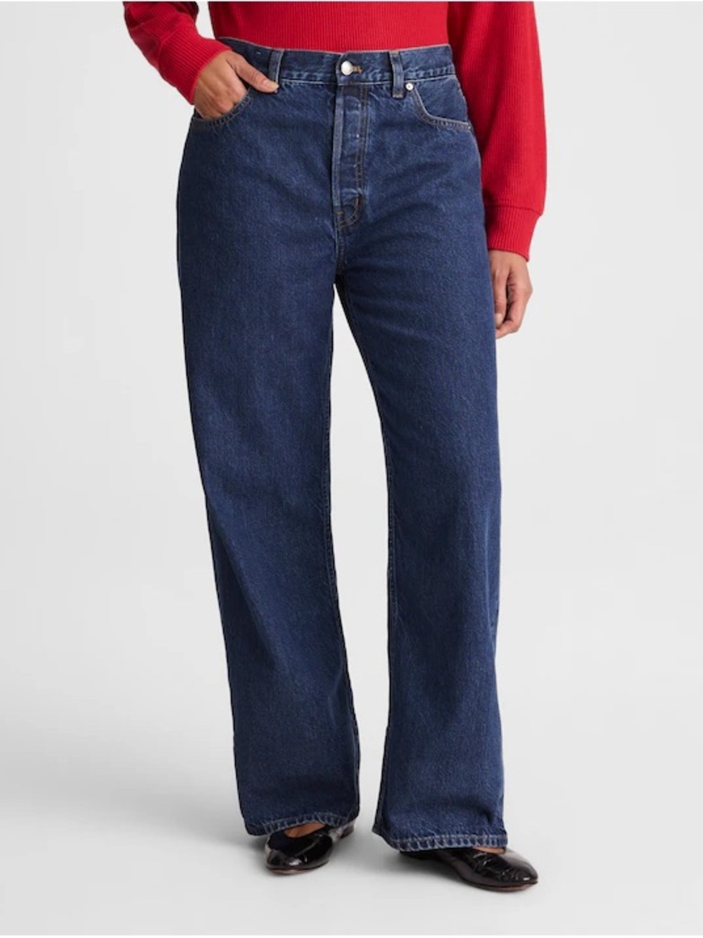 Dark Wash Curvy Low Slung Baggy Jeans